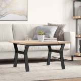 VidaXL Masă de cafea, cadru Y, 80x80x45,5 cm, lemn masiv pin și Oţel