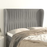 Gossi tablie de pat cu aripioare gri deschis 147x23x118/128cm catifea
