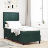 Cumpara ieftin Pat cu arcuri cu saltea cu led Verde inchis 80 x 200 cm Catifea