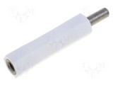 Bucșă izolantă DREMEC M3 poliamidă 25mm albă UL94V-2