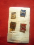 4 Insigne Yugoslavia - Portile de Fier - metal si email ,dim.=1,2x1,5cm