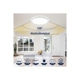 Lampă LED de tavan 200 lm/W 6500K 18W 3600LM rotundă și plată IP44 etanșă &ndash; albă