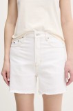 Tommy Jeans pantaloni scurți jeans culoarea bej, uni, high waist, DW0DW20093