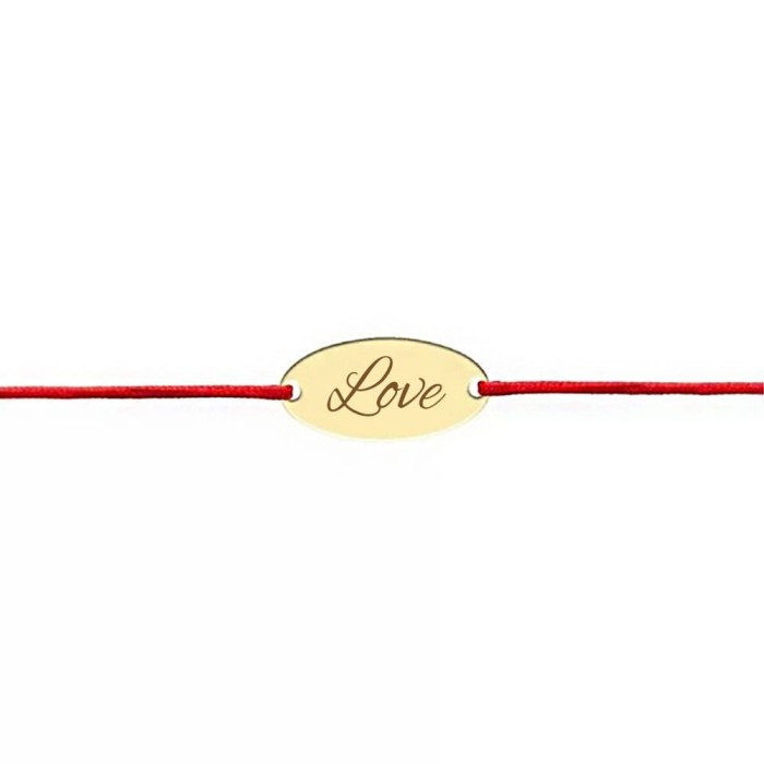 Bratara din aur galben de 14K model banut oval cu snur