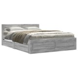 Cumpara ieftin Cadru de pat cu tablie, gri sonoma, 140x200 cm, lemn prelucrat
