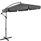 Umbrela de gradina cu brat lateral banana, cu husa, 300cm, gri Household NewTrend