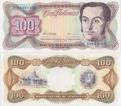 1998 (5 II), 100 Bol&amp;iacute;vares (P-66f) - Venezuela - stare UNC foto