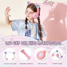 Bluetooth ureche led led ca?ti pentru copii cu microfon - negru foto