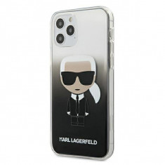 Husa Karl Lagerfeld pentru iPhone 12 Pro MAx (6.7&amp;quot;), Gradient Ikonic Karl Collection, Negru foto