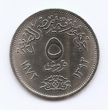 Egipt 5 Qirsh 1976 - Cupru-nichel, 24,5 mm, KM-450