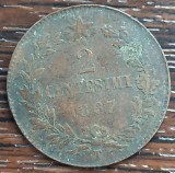 (M1921) MONEDA ITALIA - 2 CENTESIMI 1867, LIT.T, MONETARIA TORINO, MAI RARA