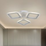 Lustra LED ERIKA 20W cu 3 patrate, lumina neutra 4000K, alb, metal si acril