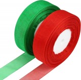 Set 2 role de panglica Kesote, textil, rosu/verde, 25 m x 2,5 cm