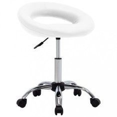 vidaXL Scaun de lucru pivotant, alb, piele ecologică