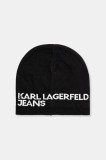 Karl Lagerfeld Jeans căciulă din bumbac culoarea negru, bumbac, din tesatura unia, A3M33113