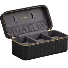 SONGMICS Cutie ceasuri Ronne Collection, pentru 3 ceasuri, piele PU aspect impletit, 10x20x9 cm, negru Household NewTrend