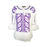 Bluza tip ie dama RM 128, marime S, alb/mov butterfly