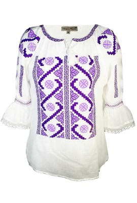 Bluza tip ie dama RM 128, marime 3XL, alb/mov butterfly foto