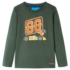 Tricou copii m&acirc;neci lungi, verde &icirc;nchis, 128