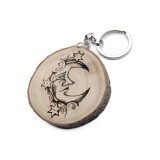 breloc din lemn cu astrologie, horoscop și lună