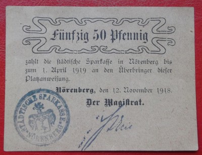 Germania notgeld 50 pfennig 1918 Norenberg ** foto