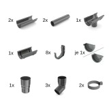 Set jgheaburi 4m grafit, sistem complet drenaj acoperiş