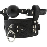 Zgarda piele Bondage Blaze, cu gag - negru