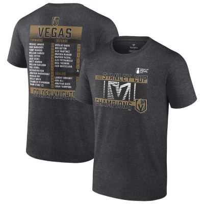 Vegas Golden Knights tricou de bărbați 2023 Stanley Cup Champions Roster Heather Charcoal - M foto