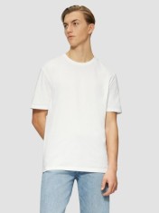 Tricou cu maneca scurta, barbati, la baza gatului, croiala Regular Fit, Alb, S foto