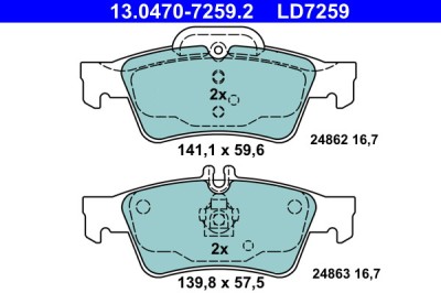 ATE 13.0470-7259.2 ATE Ceramic set placute frana,frana disc foto