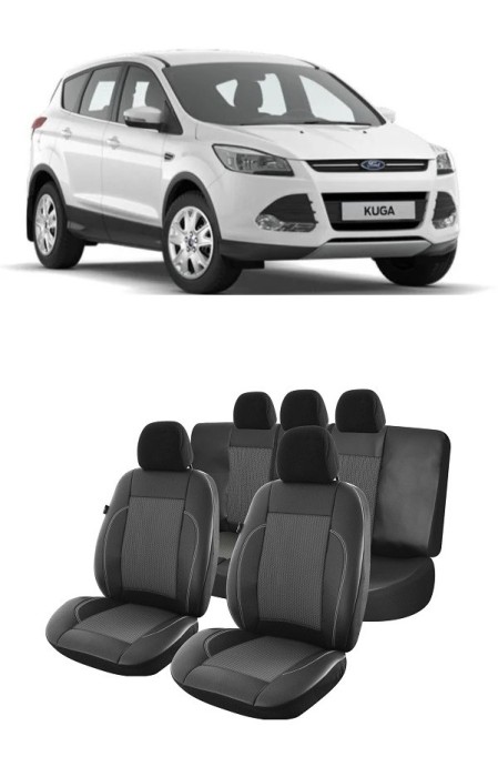 Set huse Scaune piele si textil FORD Kuga 2013 - 2016 bancheta fractionata