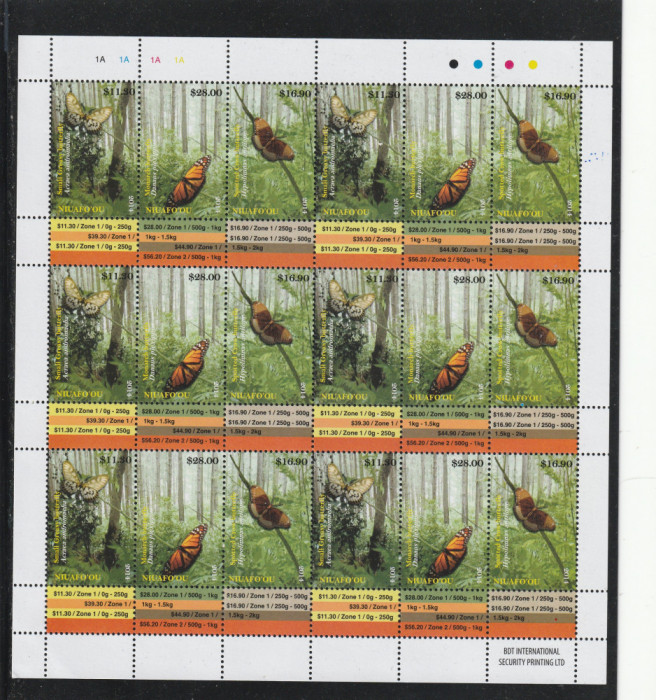 Niuafo&#039;ou 2014-Fauna,Insecte,Fluturi,Coala 6 serii,dantelate,MNH,Mi.554-556KB