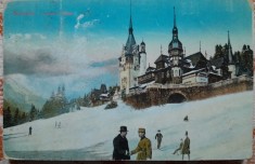 Carte postala, Sinaia, Castelul Peles iarna, 1926