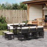 Cumpara ieftin Gossi set mobilier de exterior cu perne, 11 piese, negru, poliratan