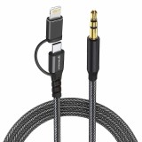 Cablu audio premium 3in1 iOS, USB-C, Jack Asteroid GSM EchoSnap AC15, 1m