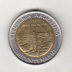 bnk mnd Argentina 1 peso 2010 unc , Mar del Plata , bimetal