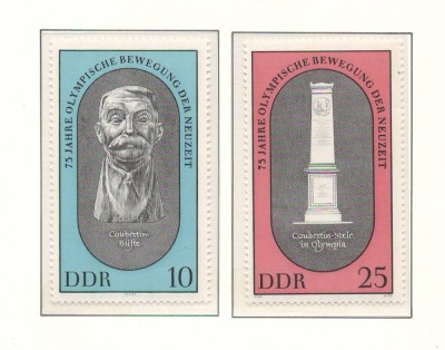 Germania, DDR 1969 Mi 1489/90 MNH - 75 ani Miscarea Olimpica din Epoca Moderna foto