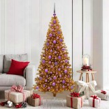 vidaXL Brad de Crăciun cu 300 LED cu suport Auriu 180 cm PET 3396631