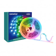 Banda LED Ustellar, 6 m, 18 LED/m, sincronizare muzica, Wi-Fi, telecomanda inclusa, RGB foto