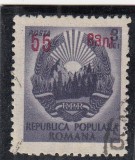 1952 LP 317 a STEMA R.P.R.SUPRATIPAR EROARE 55BANI/3LEI A DIN BANI IN OGLINDA, Stampilat