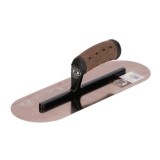 Gletiera inox, intarita, rotunjita, Premium Gold, 30.5x12 cm x 0.65 mm, maner piele Alcantara, Olejnik