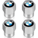 Set 4 capacele pentru ventil auto din aluminiu, General Store, Hexagon, BMW, Argintiu