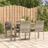 VidaXL Set mobilier de grădină cu perne, 5 piese, gri, poliratan