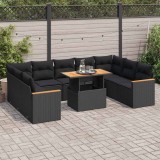 Cumpara ieftin Set canapele de grădină cu perne, 10 piese, negru, poliratan