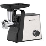 Masina de tocat HMG-2100SS3, 2100W, accesoriu rosii, 1.8 Kg/min, 2 viteze, 3 site, Negru/Inox