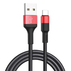 Cablu USB Hoco X26, USB-A la Type-C, 1m, 2A, Negru Rosu