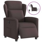 Fotoliu rabatabil electric, maro inchis, material textil