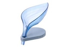 Săpunieră, model frunză, plastic, albastră, 11x12x 9cm