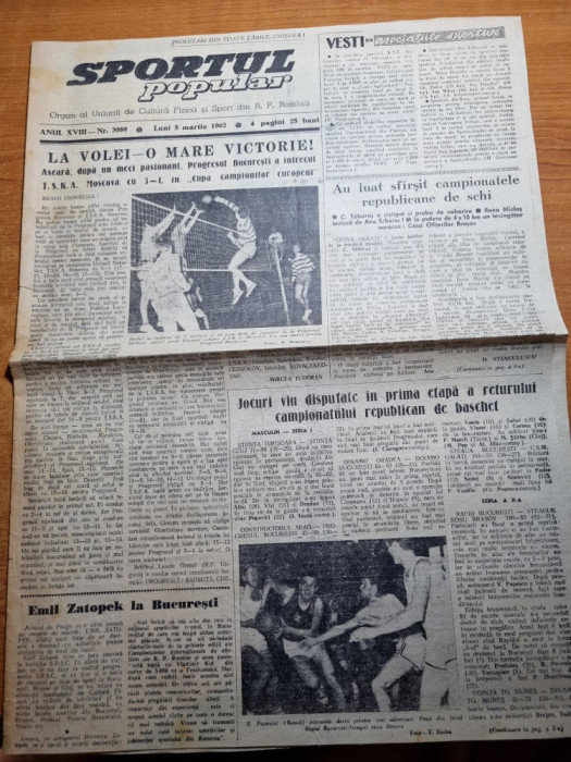 sportul popular 5 martie 1962-fotbal stiinta timisoara,corvinul