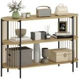 HOMCOM Blat de Consolă cu Coardă de H&acirc;rtie &Icirc;mpletită Manual Cadru de Oțel Stil Bohemian 124x43,5x80 cm Natural | Aosom Romania